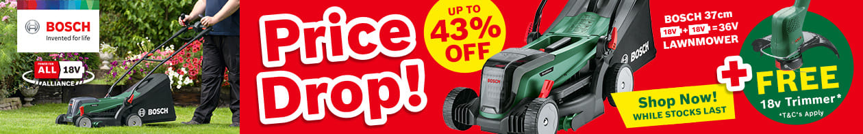 Price Drop! Bosch 2x18v Cordless Mower + Freebies!