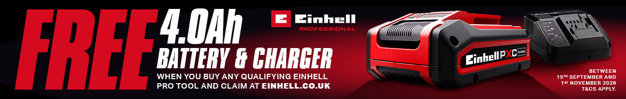 Claim A FREE Einhell Professional 4.0Ah PXC Battery & Charger Redemption Claim A FREE Einhell Professional 4.0Ah PXC Battery & Charger Redemption