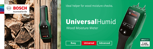 Bosch moisture meter UniversalHumid (precise results thanks to wood group  selection and LED traffic light for easy interpretation)