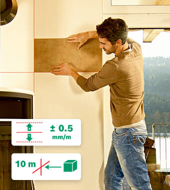 Laser à Ligne Croisée Bosch Universelle 2 – Portée 10 M, Pour Travaux De Niveau
