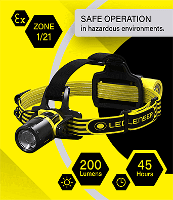 LED Lenser EXH8R Rechargeable ATEX and IECEx LED Head Torch | Torches