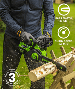 Greenworks GD24CS30 24v Cordless Brushless Chainsaw 300mm | Chainsaws