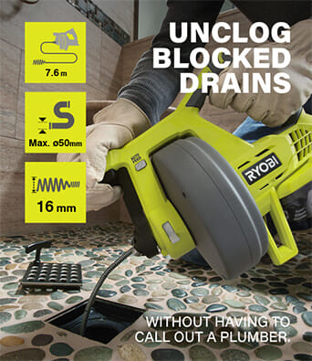 Ryobi R18DA ONE+ 18v Cordless Drain Auger Drain Pipe Augers