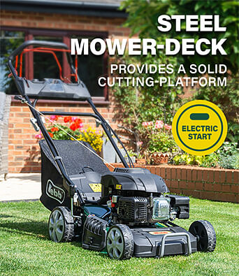 Petrol lawnmower discount with electric start