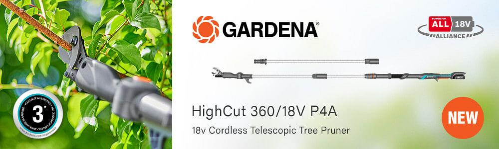 Gardena Podadora telescópica inalámbrica HighCut 250/18V P4A sin batería:  Lopper con mango telescópico para ramas de hasta 13.1 ft de altura, cabezal