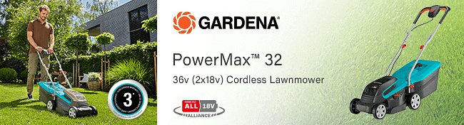 Lawnmower Cordless 320mm 32 Gardena Lawnmowers P4A 36v POWERMAX | Rotary