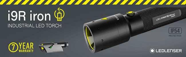 LED Lenser - i9R Iron Industrial Rechargeable Flashlight, Black 