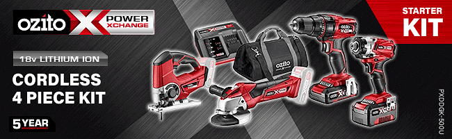 Ozito PXDDGK 500U 18v Cordless 4 Piece Power Tool Kit Power Tool