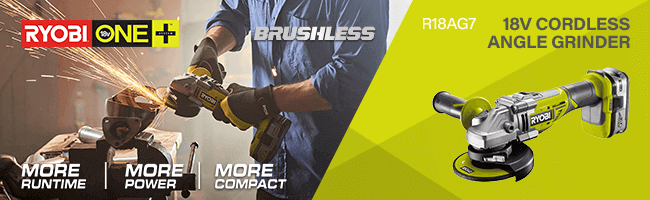 Ryobi R18AG7 ONE+ 18v Cordless Brushless Angle Grinder 125mm