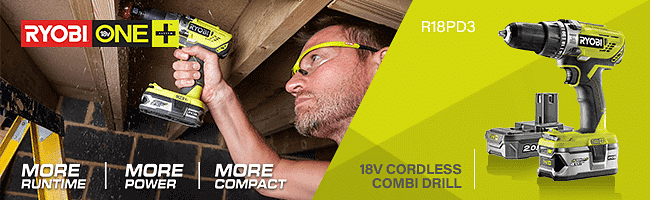 18v Cordless Compact Combi Drill 1 x 1.3ah Li-ion Ryobi R18pd3-113g R18PD3 ONE