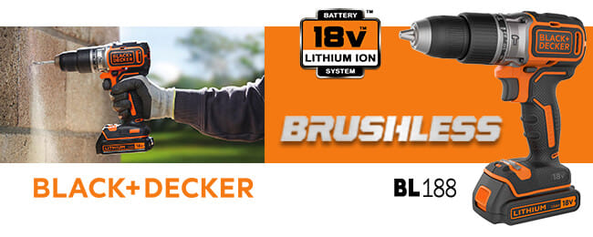 BLACK DECKER 18V POWERCONNECT Draadloze borstelloze hamerboor (zonder batterij of oplader), BLD683XN-XJ