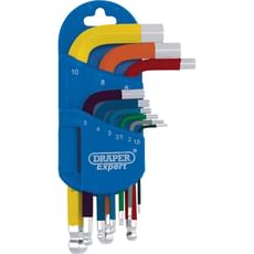 Draper Expert 9 Piece Short Arm Colour Coded Ball End Hex Key Set Draper Expert 9 Piece Short Arm Colour Coded Ball End Hex Key Set