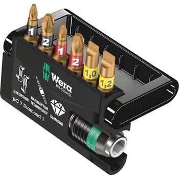 Wera 7 Piece Bit-Check Diamond Screwdriver Bit and Holder Set