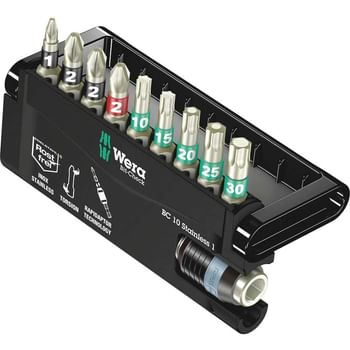 Wera 10 Piece Stainless Steel Torsion Screwdriver Bit Set