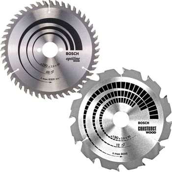 Bosch 2 Piece 190mm Circular Saw Blade Set