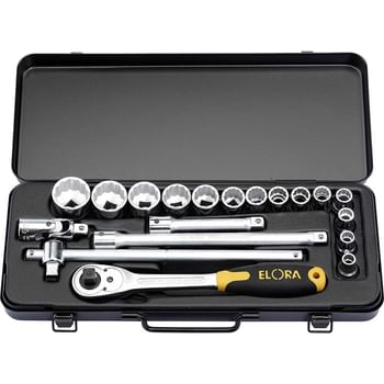 Elora 19 Piece 1/2" Drive Bi Hex Socket Set Metric