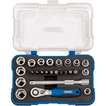 Draper 26 Piece 1/4" Drive Hex Socket and Screwdriver Bit Set Metric