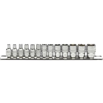 Draper 13 Piece 1/4" Drive Hex Socket Set Metric Set On Rail