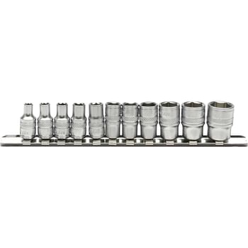 Draper 11 Piece 1/4" Drive Hex Socket Set Imperial on Rail