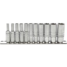 Draper Expert 11 Piece 1/4" Drive Deep Hex Socket Set Imperial on Rail