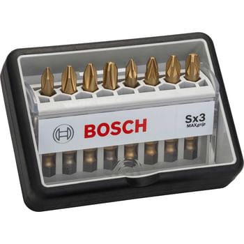 Bosch 8 Piece Sx3 Max Grip Phillips and Pozi Screwdriver Bit Set