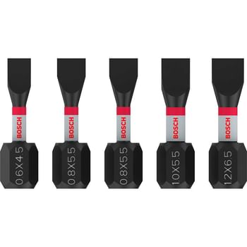 Bosch Pro 5 Piece Impact Slotted Screwdriver Bit Set