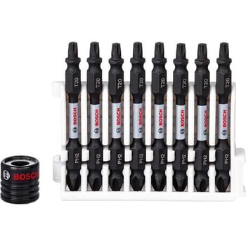 Bosch 9 Piece Impact Double Ended PH2 / T20 Screwdriver Bit Set and Magnetic Sleeve