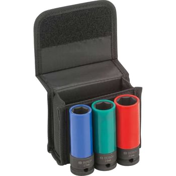 Bosch 3 Piece 1/2” Drive PVC Sleeved Hexagon Impact Socket Set Metric