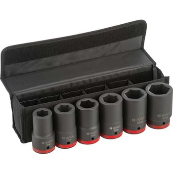 Bosch 6 Piece 1” Drive Deep Hexagon Impact Socket Set Metric