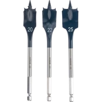 Bosch 3 Piece Self Cut Speed Drill Flat Bit Set