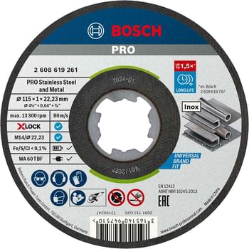 Bosch X Lock Inox Flat Thin Metal Fast Cutting Disc