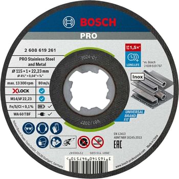 Bosch X Lock Inox Flat Thin Metal Fast Cutting Disc