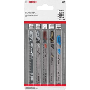 Bosch 5 Piece Jigsaw Blade Set for Wood Plastic Metal and Soft Materials