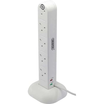 Draper 10 Socket Surge Protected Tower Extension Lead