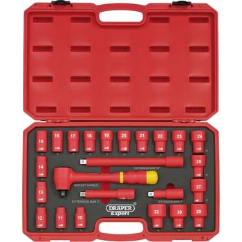 Draper 24 Piece 1/2" Drive VDE Insulated Socket Set Metric Draper 24 Piece 1/2" Drive VDE Insulated Socket Set Metric