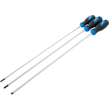 Draper 3 Piece Extra Long Reach Soft Grip Screwdriver Set