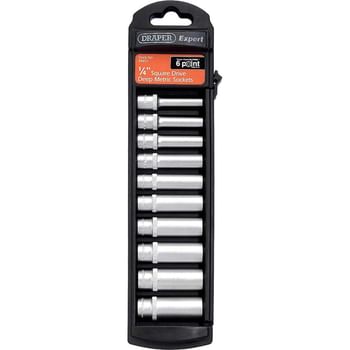 Draper Expert 10 Piece 1/4" Drive Deep Hex Socket Set Metric