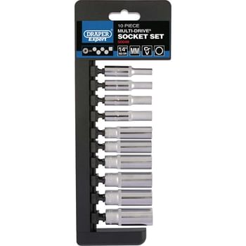 Draper 10 Piece 1/4" Drive Deep Bi Hex Multi Drive Socket Set Metric