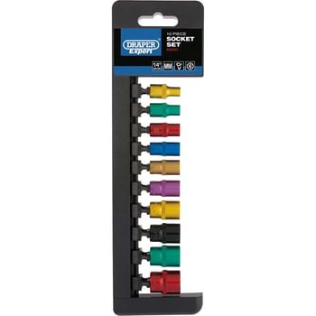 Draper 10 Piece 1/4" Drive Coloured Hex Socket Set Metric