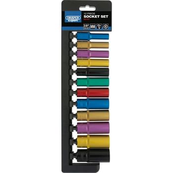 Draper Expert 12 Piece 3/8" Drive Coloured Deep Hex Socket Set Metric