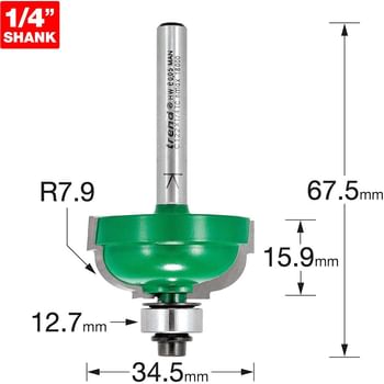 Trend CRAFTPRO Bearing Guided Cavetto Router Cutter