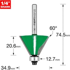 Trend CRAFTPRO Bearing Guided Bevel Router Cutter
