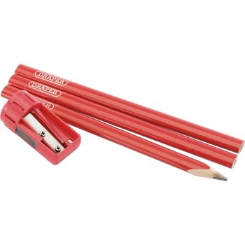 Draper Red Medium Carpenters Pencils and Sharpener