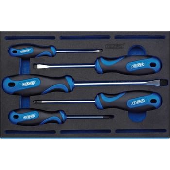 Draper 5 Piece Soft Grip Screwdriver Set In Eva Insert Tray