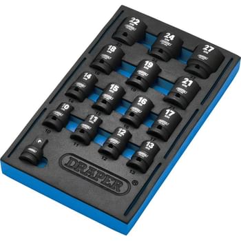 Draper 15 Piece 1/2" Drive Impact Socket Set In Eva Insert Tray