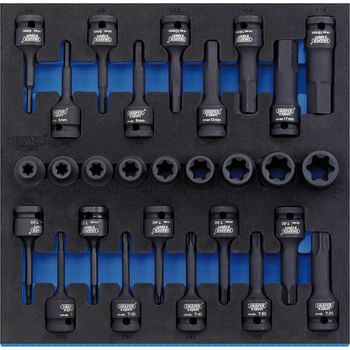Draper 28 Piece 1/2" Drive Impact Torx Hex Socket Set In Eva Insert Tray