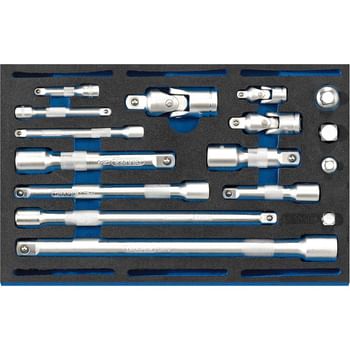 Draper 16 Piece Extension Universal Joint Socket Convertor Set in Eva Insert Tray
