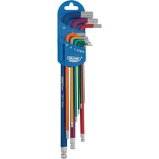 Draper 9 Piece Metric Coloured Extra Long Ball End Key Set Draper 9 Piece Metric Coloured Extra Long Ball End Key Set