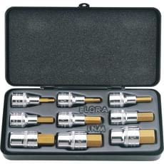 Elora 9 Piece 1/2" Drive Hexagon Socket Bit Set Metric Elora 9 Piece 1/2" Drive Hexagon Socket Bit Set Metric