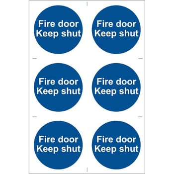 Draper Fire Door Keep Shut Sign Pack of 6